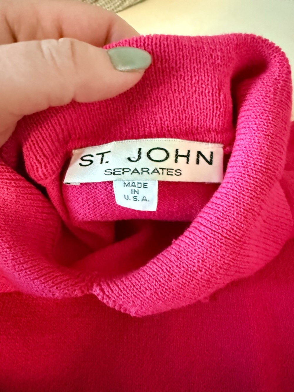 St John Miami Pink Flamingo Collared Sweater Vintage Top Long Sleeve Small - Picture 6 of 6